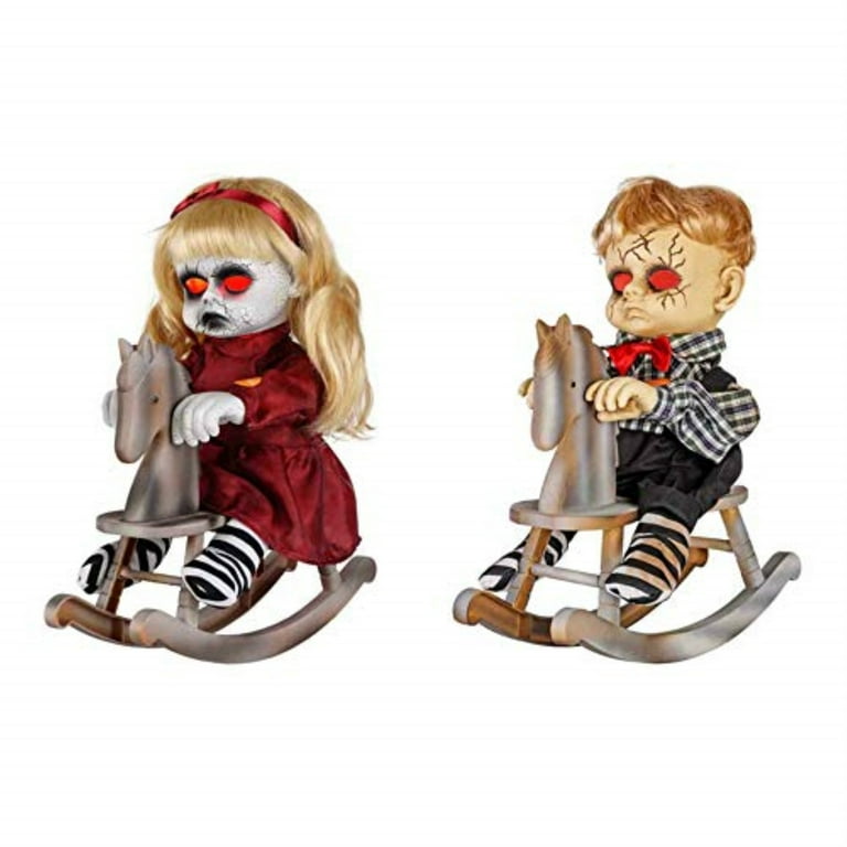 Creepy doll hotsell on rocking horse