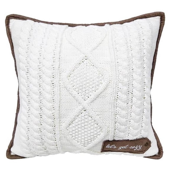 Celebrations 9096098 16 in. Home Cozy Knit Pillow, Brown & White - Pack of 4