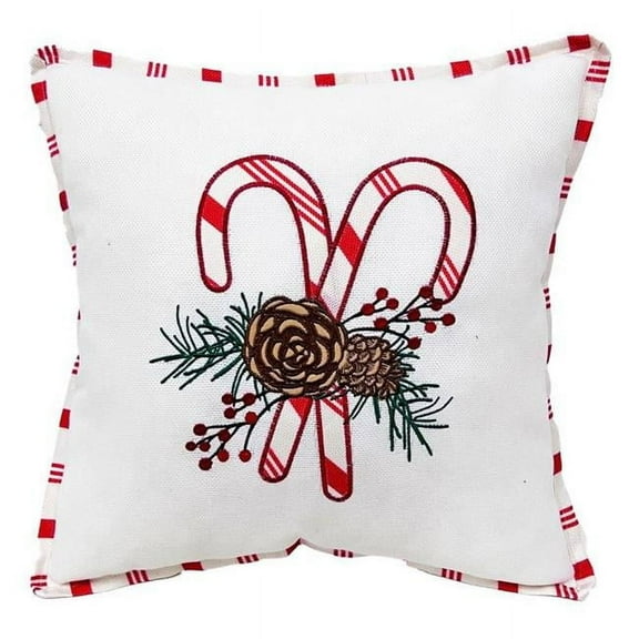 Celebrations 9095946 16 in. Home White Candy Cane Pillow - Pack of 4