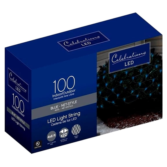 Celebrations 40803-71 LED Net Light Set, 4' L x 6' W, 100 Blue Lights