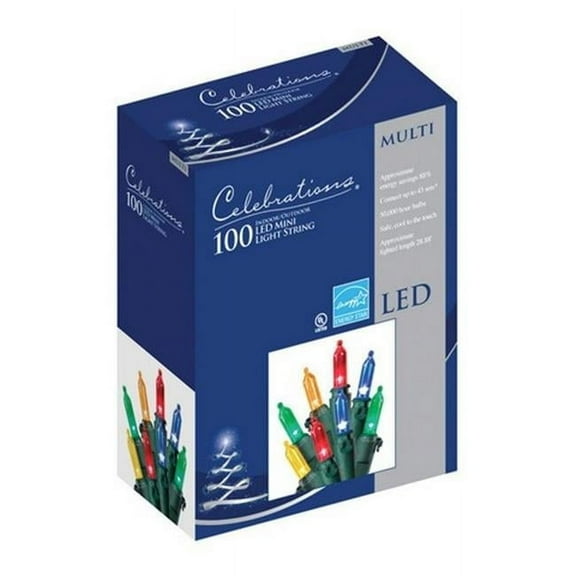 Celebrations 40841-71 LED Mini Light Set, 28.8', 100 Multi-Color Lights