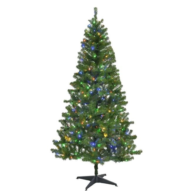 7 ft Slim Multicolored LED Pine Christmas Tree with 400 Lights