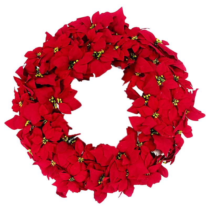 Celebrations 24" Red Poinsettia Christmas Wreath Hanging Decor