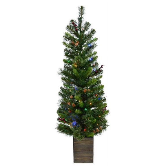 Celebrations 4 ft. Pencil LED 50 ct Potted Tree Christmas Tree