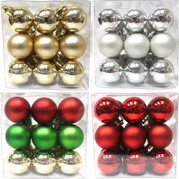 Celebrations 9070969 Shiny & Matte Indoor Christmas Decor, Assorted Color - Pack of 24