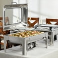 thumbnail image 1 of Celebrations by Denmark Tools for Cooks 6 Piece 9.5-Quart Stainless Steel Rectangular Chafing Dish Set Soft Close Lid with Glass Window for Catering Serving, 1 of 9