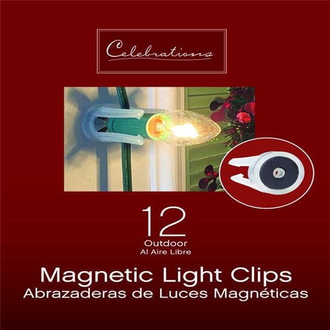 Celebrations White Magnetic Light Clips for In/Outdoor Use, 12 ct