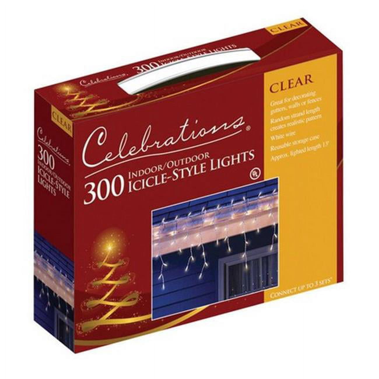 Celebrations Incandescent Mini Clear 300 ct Icicle Christmas Lights 17 ft.