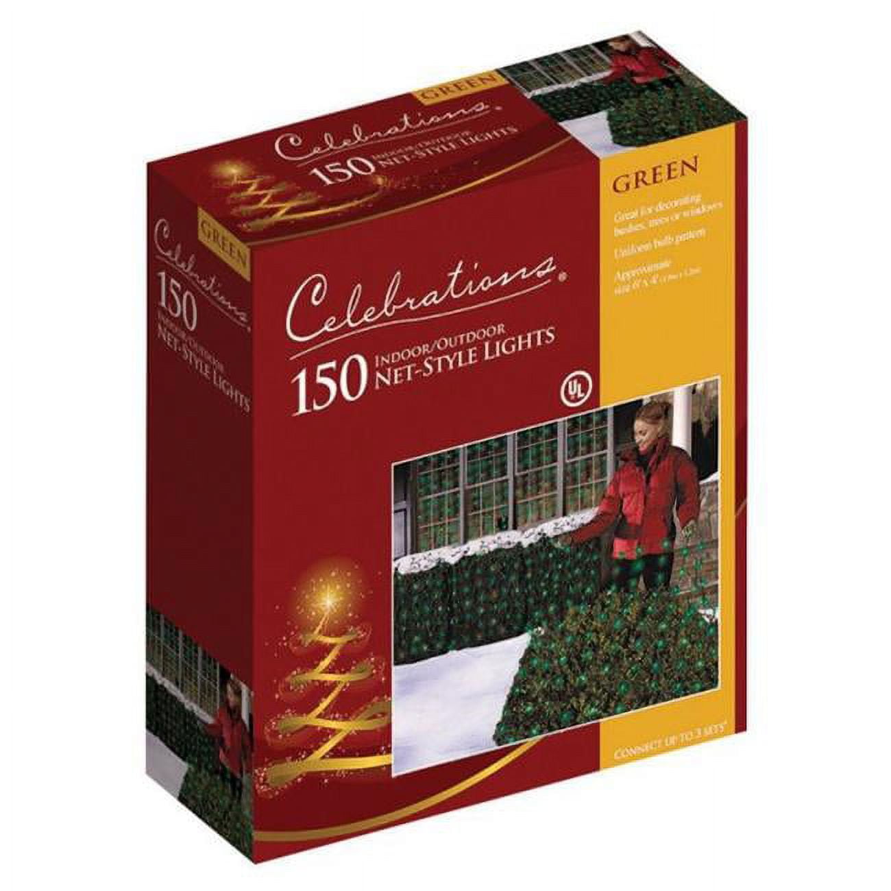 Celebrations Incandescent Mini Green 150 ct Net Christmas Lights 6 ft