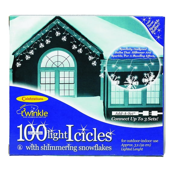 Celebrations Incandescent Snowflake 100 Light Icicle Lights