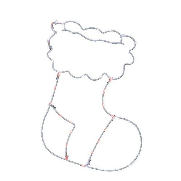 Celebrations 9096176 15 in. LED Stocking Silhouette Hanging Decor, Red & White