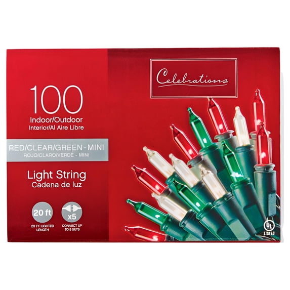 Celebrations 4002-71 Incandescent Multicolored 100 ct String Christmas Lights