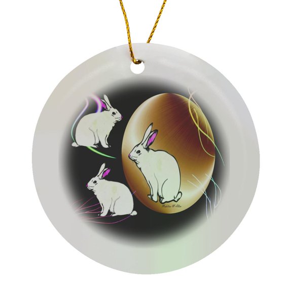 3drose, Celebrations - New Year Flares -hare, Circle Porcelain Ornament