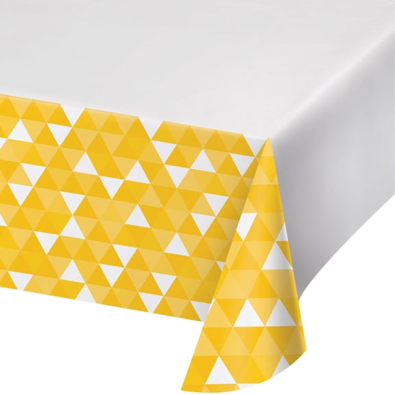 Celebrations Plastic Tablecloth, 16.25" x 7.5", Yellow Fractal