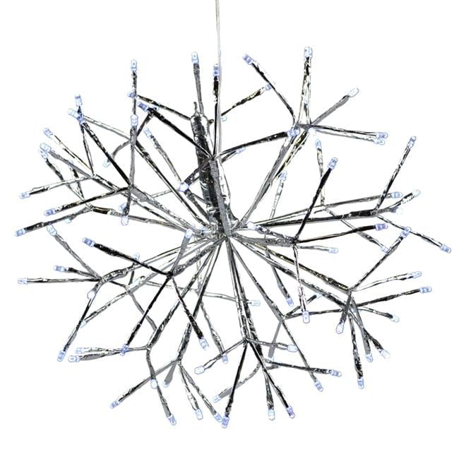 Pure White LED Shimmer Sphere Hanging Decor, 16 in.