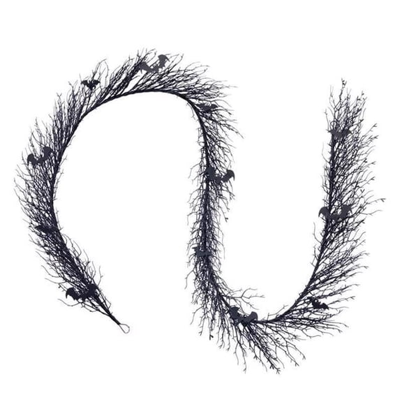 Celebrations 9096084 9 ft. LED Prelit Black Twig Garland, Purple - 50 Count - Pack of 6