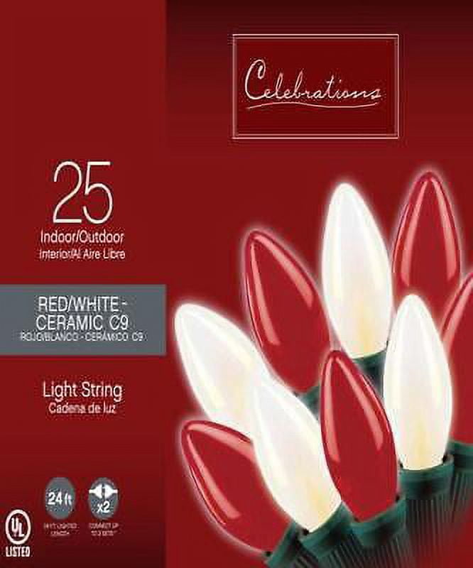 Celebrations Red/White Incandescent C9 String Christmas Lights 24 L ft