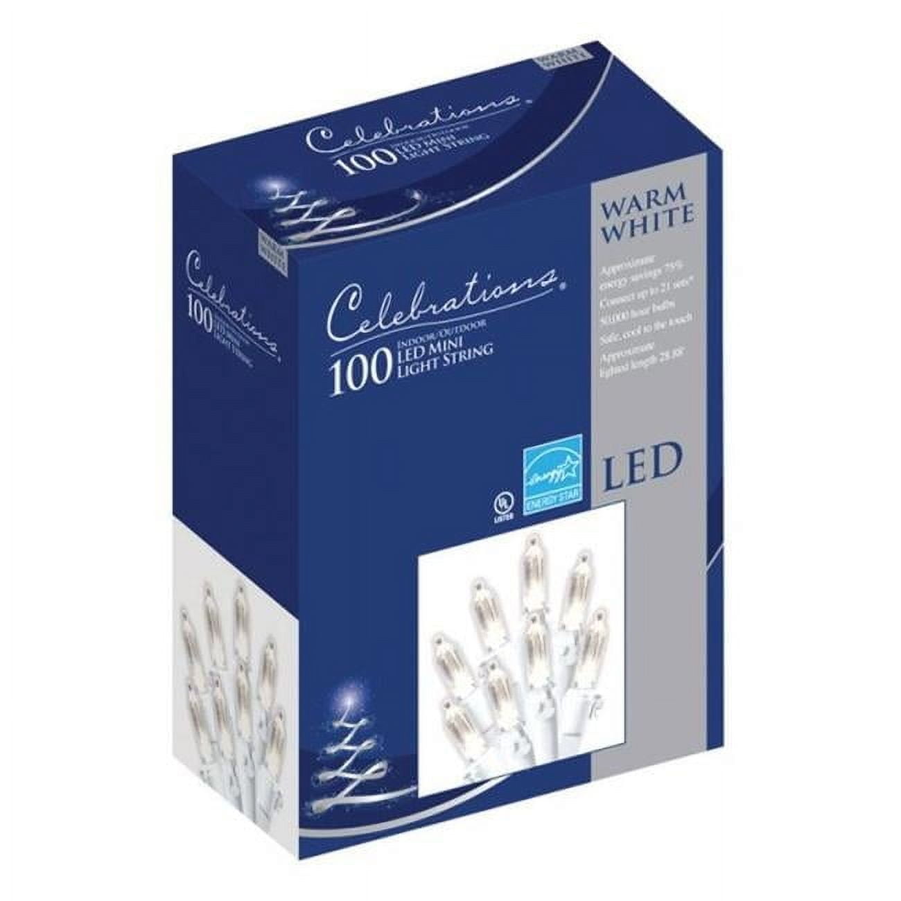 Celebrations Warm White 40846-71 LED Traditional Mini Set, 100 Lights