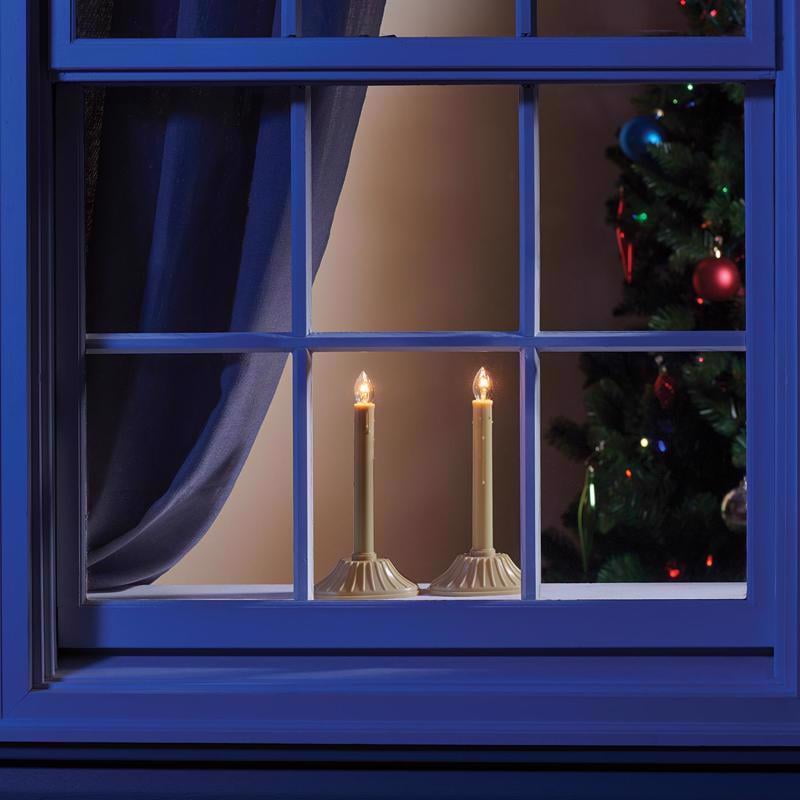 White Flameless LED Taper Candles with Plastic Holder