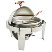 Celebrations by Denmark Tools for Cooks 5 Piece 6.3 Quart Stainless Steel Round Chafing Dish Set with Roll Top Lid