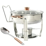 Celebrations by Denmark Tools for Cooks 8 Piece 4 Quart Stainless Steel Round Chafing Dish Set with Glass Lid