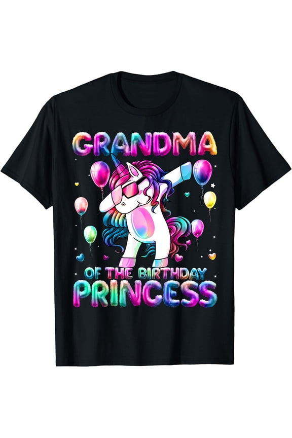 Celebratory Dabbing Unicorn Grandma of the Birthday Princess T-Shirt Gift