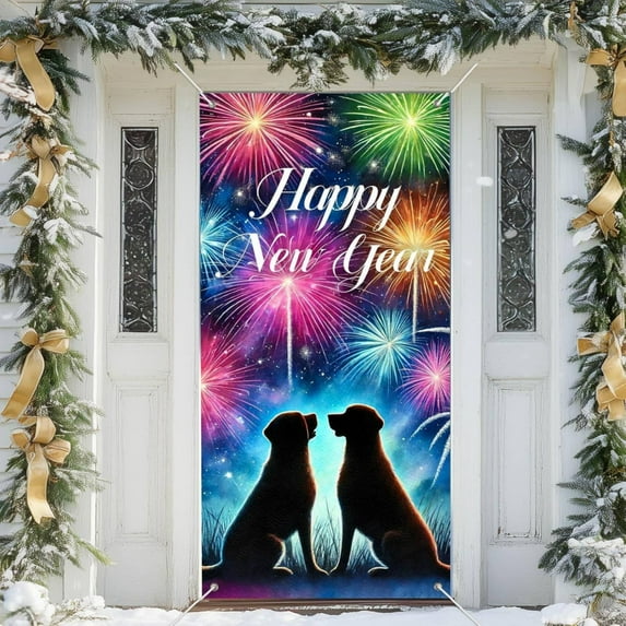 Celebratory New Year'S Banner And Backdrop Set, 2026 Themed Hanging Wall Decor For Party Atmospheres, Family Gatherings, And Holiday Festivities