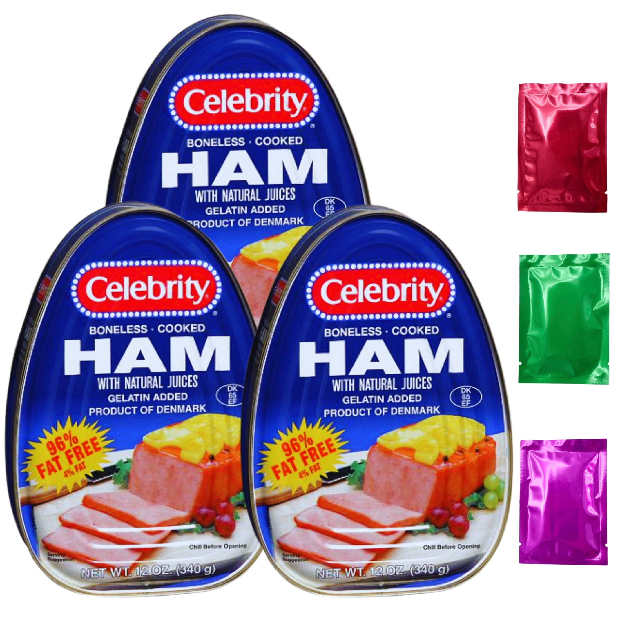 Celebrity Boneless Cooked Ham, 12oz Ready to Eat Meat with Natural Juices for Breakfast Lunch