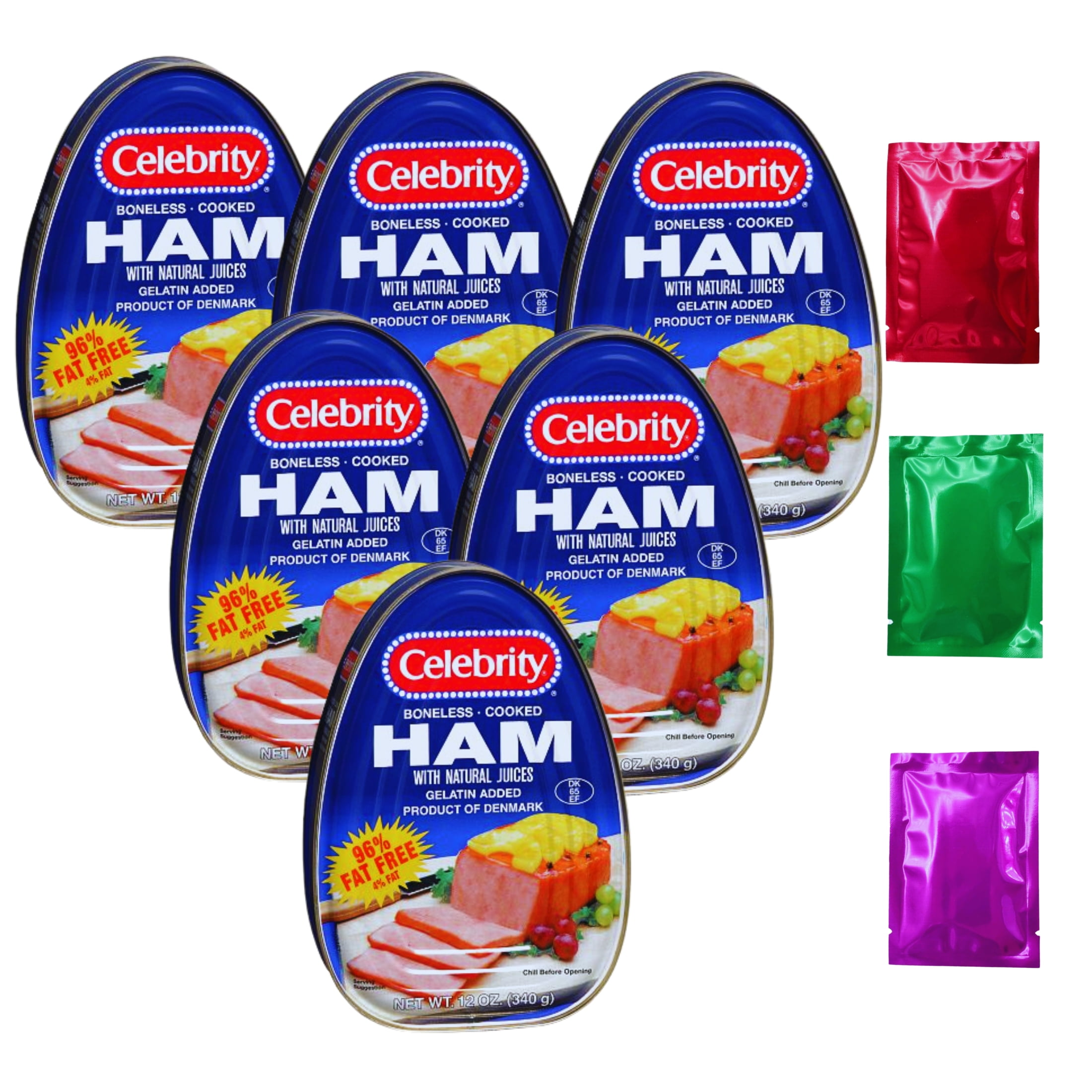 Celebrity Boneless Cooked Ham, 12oz Ready to Eat Meat with Natural Juices for Breakfast Lunch