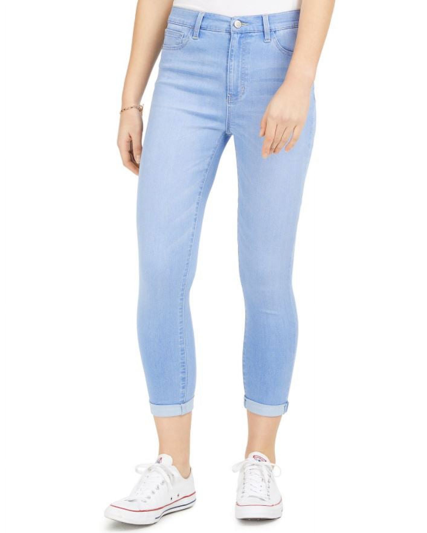 Celebrity Pink Girl's Blue Curvy Cuffed High-Rise Cropped Jeans, 0/24 - image 1 of 5