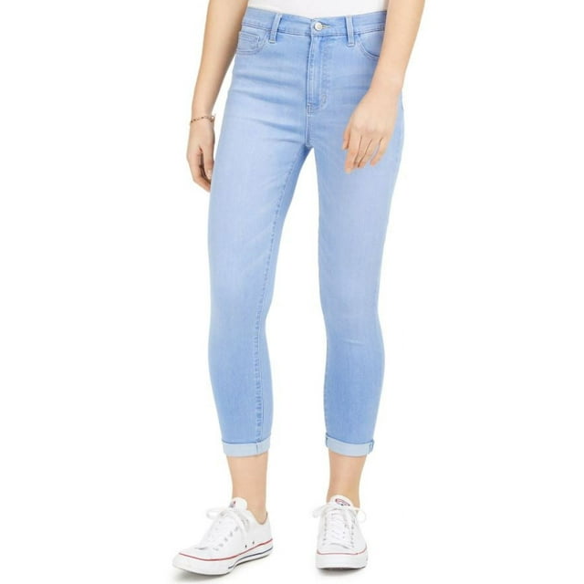Celebrity Pink Girl's Blue Curvy Cuffed High-Rise Cropped Jeans, 0/24
