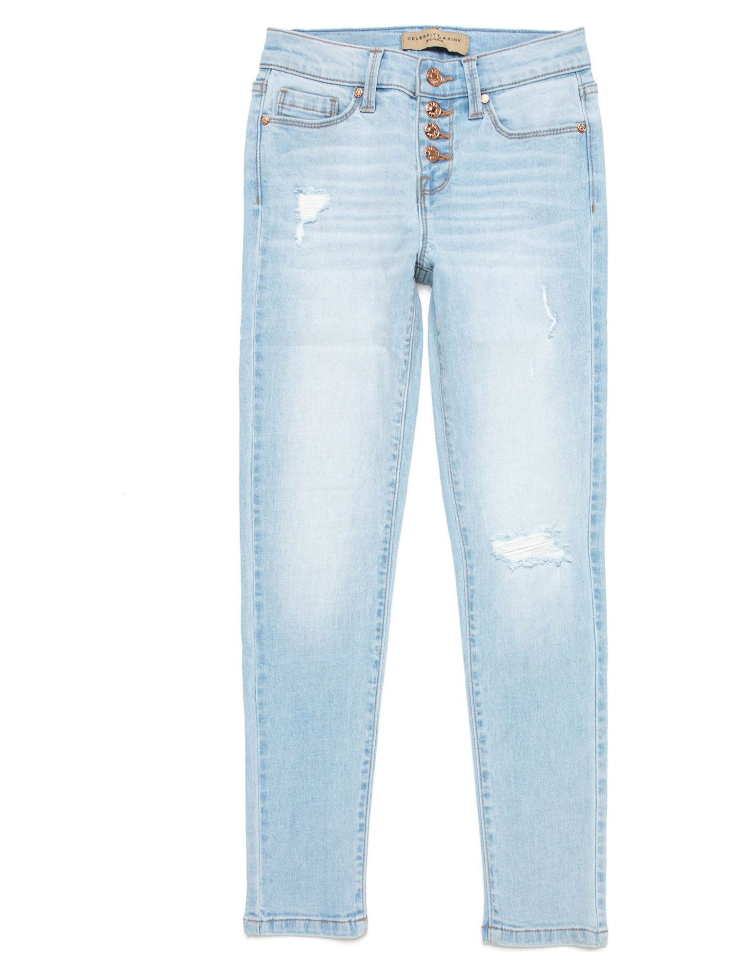 Celebrity Pink Girls Exposed Button Skinny Jean with Destruction