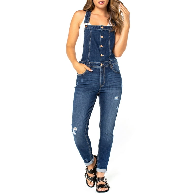 Women's denim overalls walmart hotsell