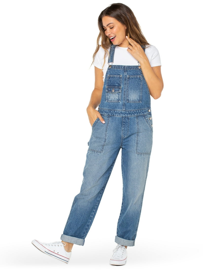 Celebrity Pink Juniors Boyfriend Cuffed Denim Overalls Relaxed Fit