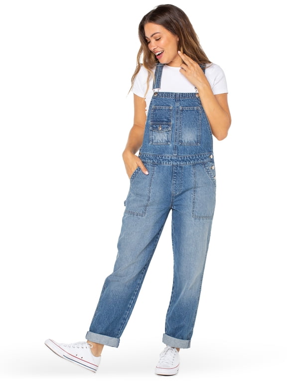 Women's Boyfriend Cuffed Denim Overall, Sizes XS-XXXL