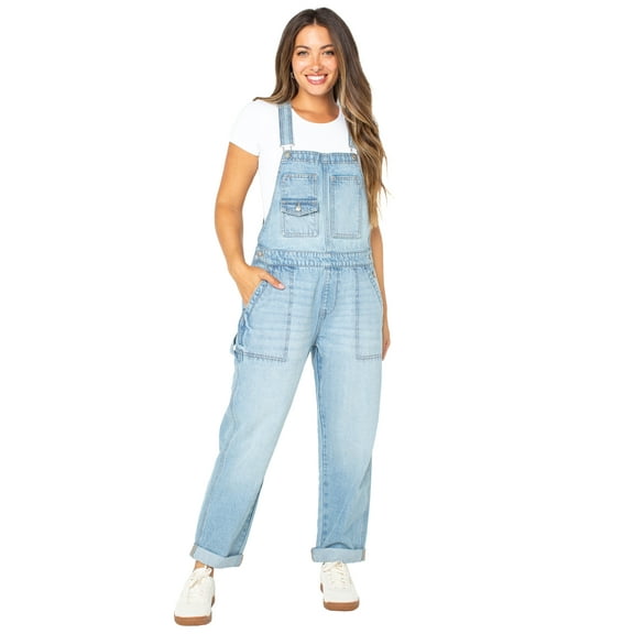 Celebrity Pink Women's Boyfriend Cuffed Denim Overall, Sizes XS-XXXL