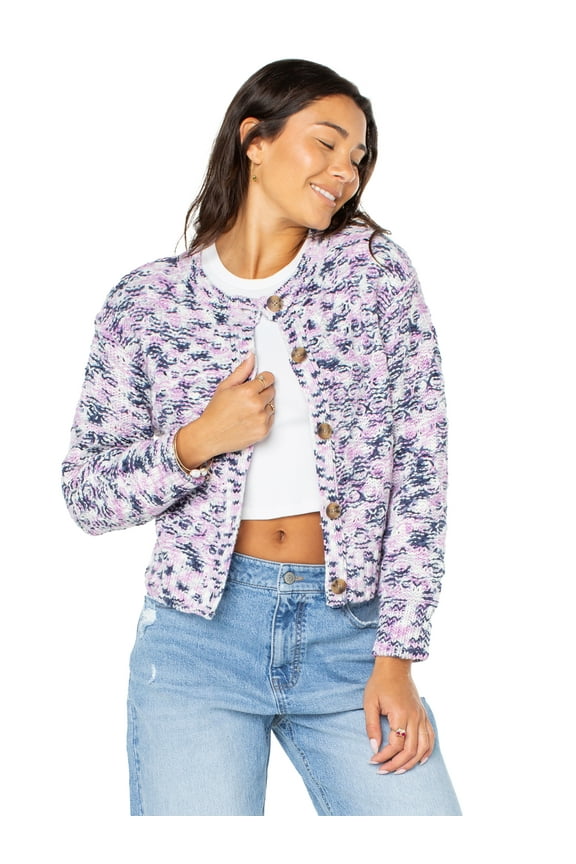 Women’s and Women’s Plus Marled Cardigan Sweater, Sizes XS-4X