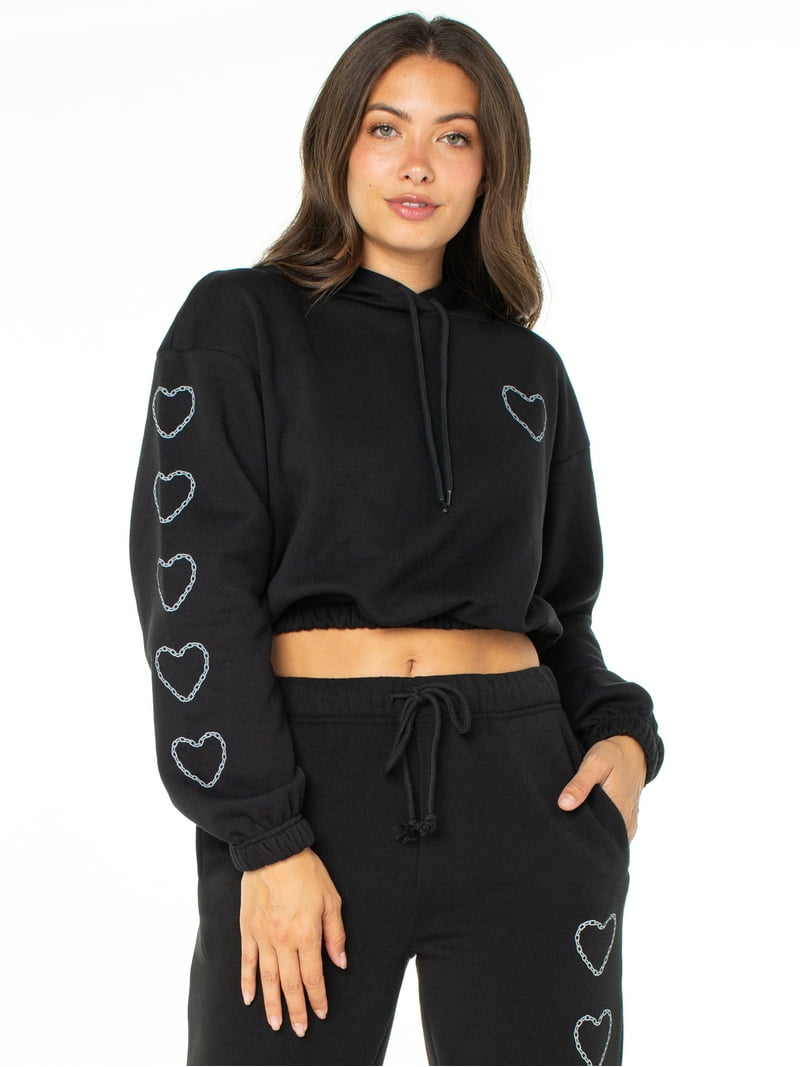 Celebrity Pink Juniors Cropped Cinched Waist Hoodie with Chain