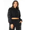 thumbnail image 1 of Celebrity Pink Juniors Cropped Cinched Waist Hoodie with Chain Heart Print, Sizes XS-XXXL, 1 of 4