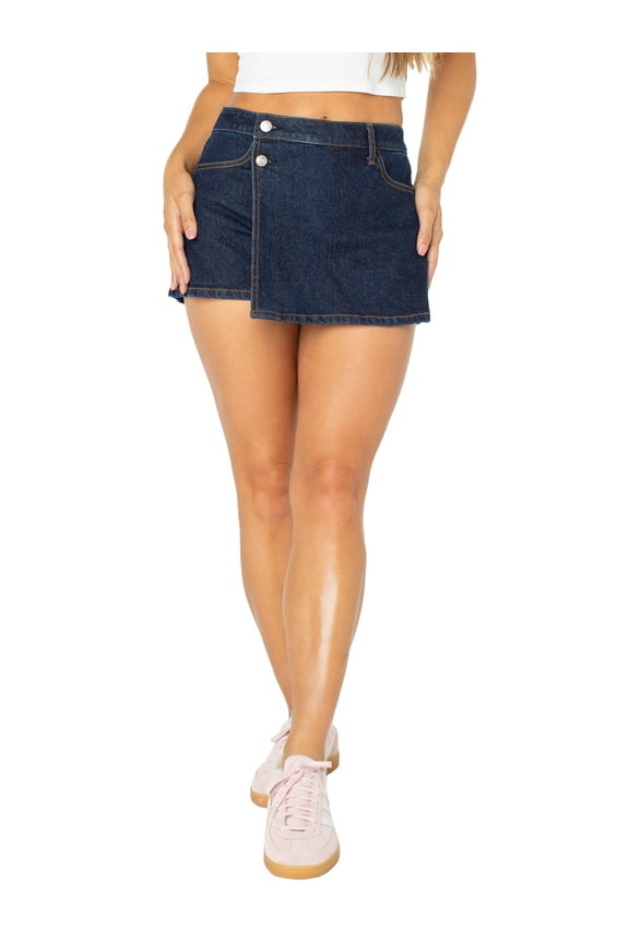 Juniors Denim Wrap Skort