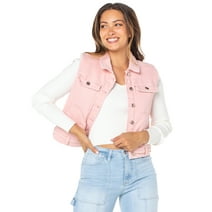Celebrity Pink Juniors Faux Shearling Denim Vest, Sizes XS-4X