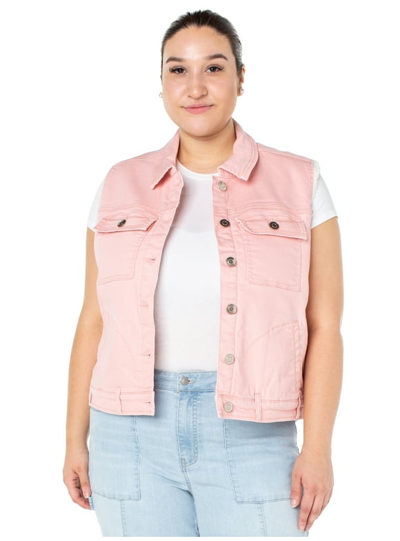 Celebrity Pink Juniors Faux Shearling Denim Vest, Sizes XS-4X