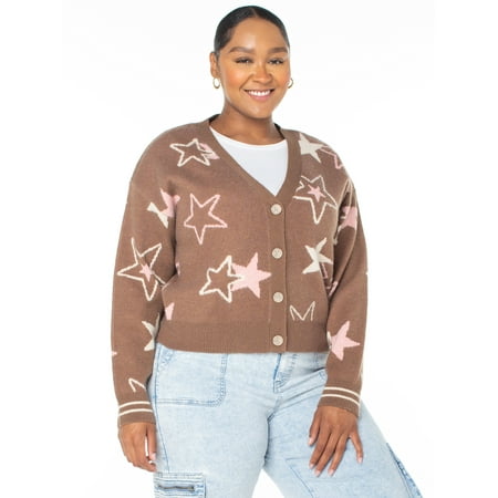 Celebrity Pink Women's and Women's Plus Long Sleeve Cardigan, Sizes XS-3X