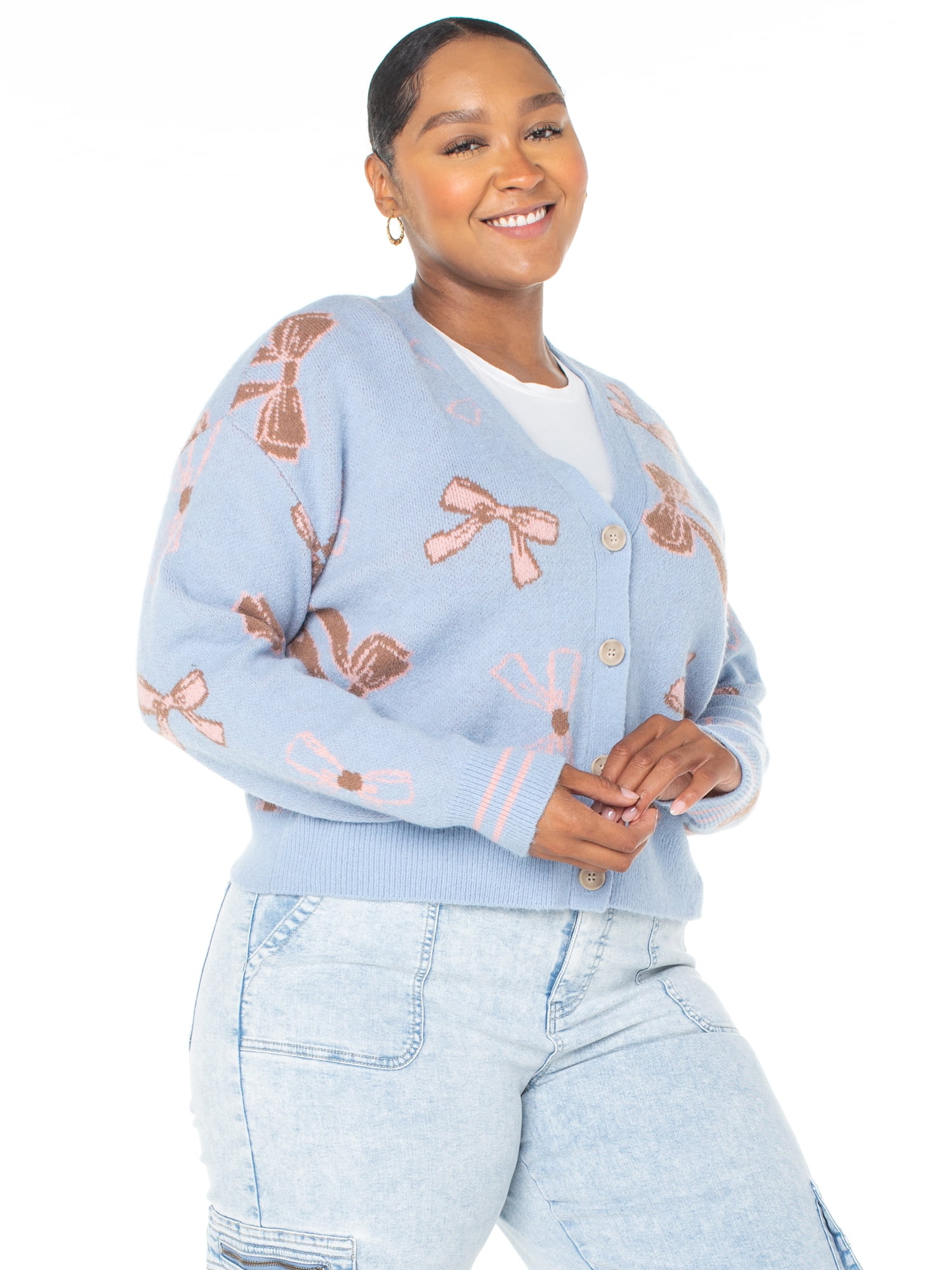 Celebrity Pink Women s and Women s Plus Puff Long Sleeve Pointelle Bodysuit Sizes XS XXXL