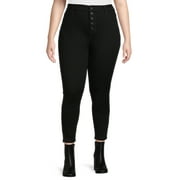 Celebrity Pink Juniors' Plus Size Curvy Exposed Button Skinny Jeans