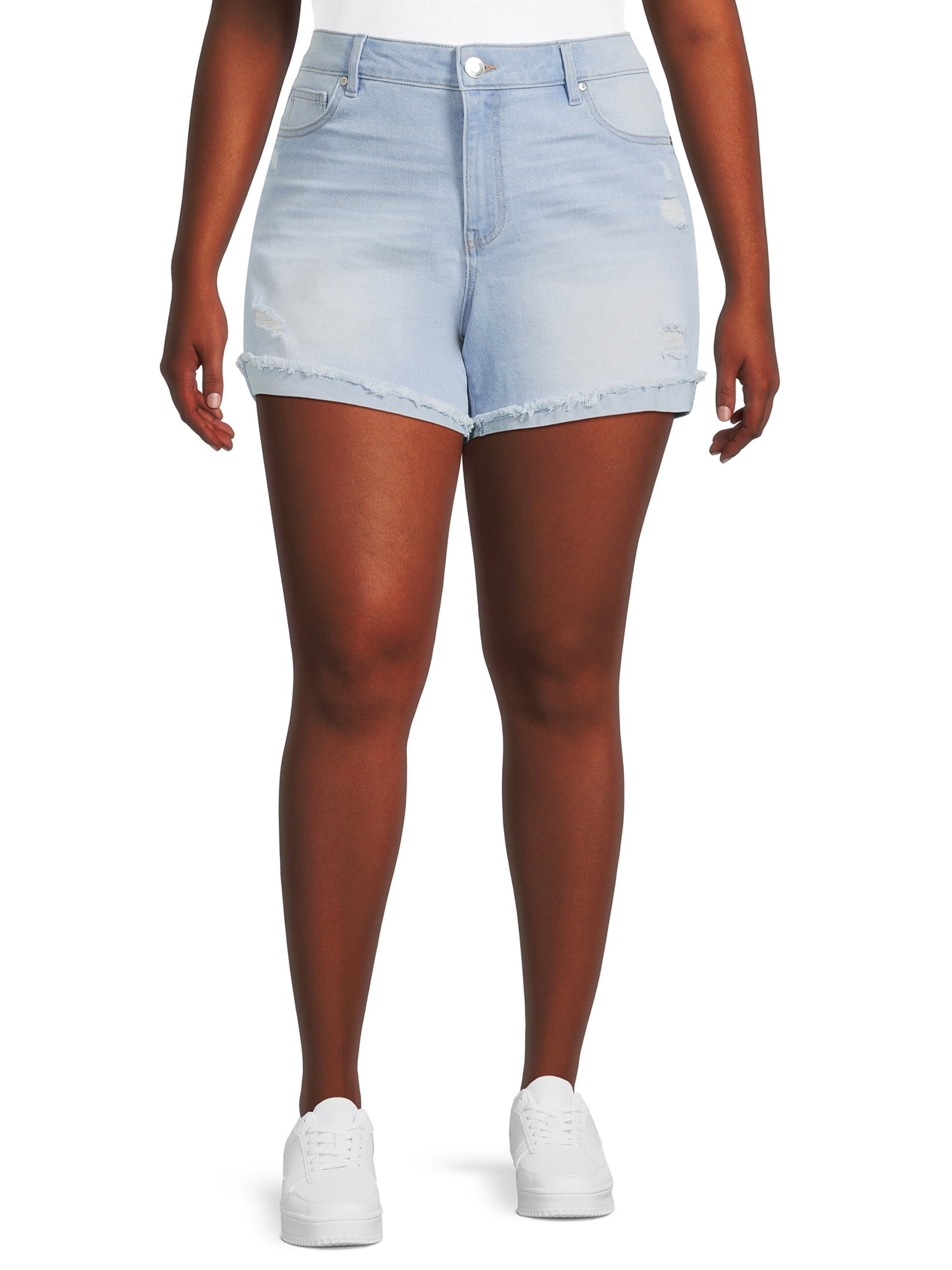 Celebrity Pink Juniors Plus Size Fray Flip Cuff Shorts - Walmart.com