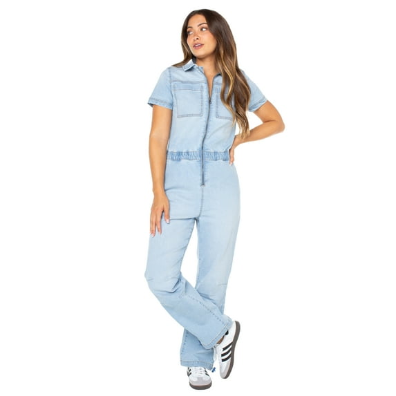 Celebrity Pink Juniors Short Sleeve Zip Front Boilersuit, Sizes XXS-XXXL