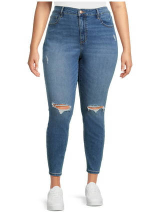 ZXHACSJ Women's Stretchy Skinny Print Jeggings Lmitation Jeans Seamless  Ninth Pants Sky Blue XL