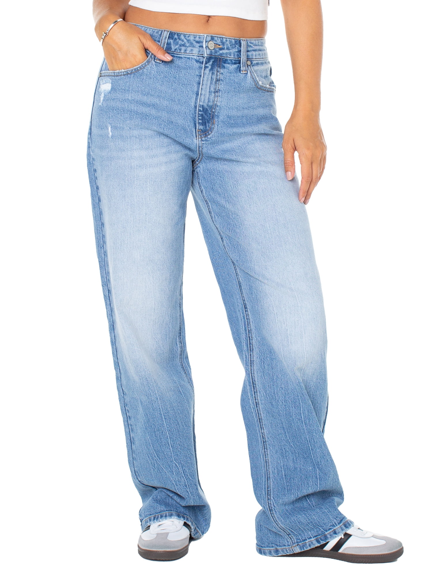 Celebrity Pink Women's and Women's Plus Slouchy Wide Leg Jean, Available in 30", 32", and 34" inseams, Sizes 1-24W