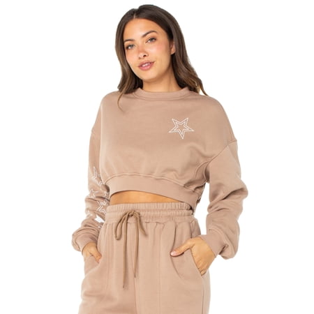 Celebrity Pink Juniors Star Print Cropped Sweatshirt , Sizes XS-XXXL